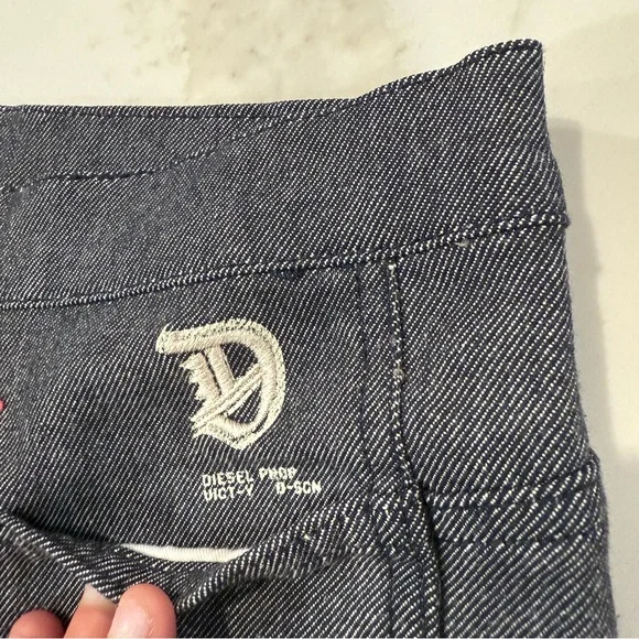 Y2K Vintage DIESEL Denim Flare Pants Side AnkleSlits Womens 28 Gray/Pink Accents - Picture 4 of 12